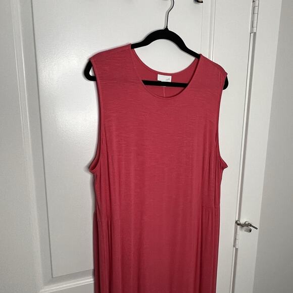 J. Jill Dress Size 2X Maxi Sleeveless Slinky Jersey Pomegranate Casual Pink NWT - Picture 7 of 7